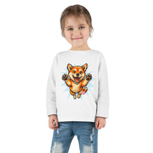 Load image into Gallery viewer, Shiba Inu Puppy Toddler Long Sleeve Tee | Cute Jumping Dog Kids Shirt