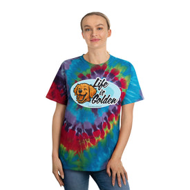 Fun Tie-Dye Tee with 'Life is Golden' Design, Colorful Spiral Shirt for Dog Lovers, Casual Summer Wear, Gift for Pet Owners, Tie-Dye T-Shirt