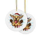 Festive Yellow Lab Dog Ceramic Ornaments, Holiday Decor, Pet Lover Gift, Christmas Decorations, 2-Sided Print, Unique Holiday Keepsake