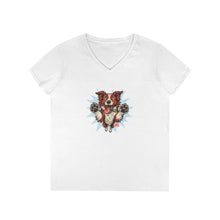 Load image into Gallery viewer, Cute Dog Lover V-Neck T-Shirt, Pet Lover Gift, Animal Rescue Tee, Red and White Border Collie Dog Mom Shirt