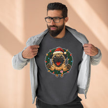 Load image into Gallery viewer, Festive Pug Sweatshirt, Unisex Crewneck, Holiday Gift, Dog Lover Apparel, Christmas Sweater, Cozy Winter Wear