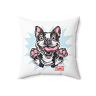 Excited Boston Terrier Pillow | Square Throw Pillow, Dog Face Illustration