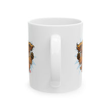 Load image into Gallery viewer, Happy Leaping Longhaired Dachshund Illustration Mug | Ceramic Coffee Cup