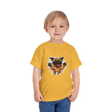 Load image into Gallery viewer, Toddler Tee — Playful Jumping Pug Graphic Shirt for Kids