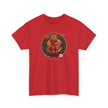 Load image into Gallery viewer, Festive Vizsla Dog Graphic Tee | Unisex Heavy Cotton Shirt for Dog Lovers, Holiday Gift, Animal Lover Apparel, Christmas Tee, Cozy Comfort