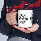 Mug - Happy White Husky Dog in Mid Leap Ceramic Mug (11oz, 15oz)