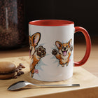 Excited Leaping Corgi  Accent Coffee Mug - Cute Dog Lover Gift (11oz)