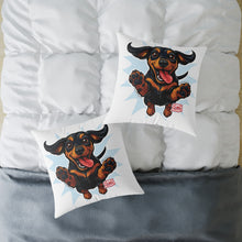 Load image into Gallery viewer, Playful Happy Dachshund Pillow , Multiple size options, Dachshund Lover Gift