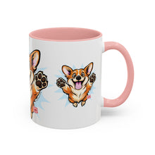 Load image into Gallery viewer, Excited Leaping Corgi  Accent Coffee Mug - Cute Dog Lover Gift (11oz)