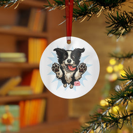 Metal Ornaments for Border Collie Lovers, Cute Pet Decoration, Personalized Holiday Gift, Customizable Dog Ornament, Pet Memorial Keepsake