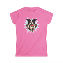 Load image into Gallery viewer, OMG Youre Home Dog Reunion T-Shirt: Happy and Excited Leaping Border Collie Women's Shirt