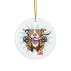 Ceramic Red Nose Pitbull Dog Ornaments - 2-Sided Print (Set of 1, 3, 5, or 10)