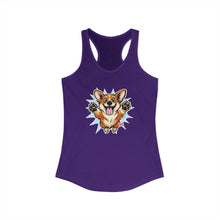 Load image into Gallery viewer, Cute Leaping Corgi Racerback Tank | Playful Happy Corgi Design