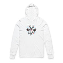 Load image into Gallery viewer, Playful White Husky Illustration Hoodie | Cute Jumping Dog Long Sleeve