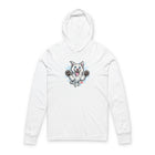 Playful White Husky Illustration Hoodie | Cute Jumping Dog Long Sleeve