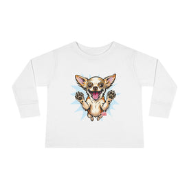 Happy Jumping Chihuahua Toddler Tee | Cute Dog Illustration