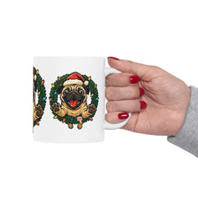 Load image into Gallery viewer, Festive Pug Ceramic Mug - Holiday Gift, Cute Pet Lover Mug, Christmas Mug, Coffee Cup, Dog-Themed Drinkware