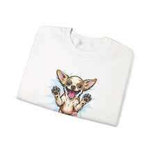 Load image into Gallery viewer, Chihuahua Splash Crewneck Sweatshirt  Cute Jumping Puppy Graphic