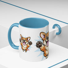 Load image into Gallery viewer, Excited Leaping Corgi  Accent Coffee Mug - Cute Dog Lover Gift (11oz)