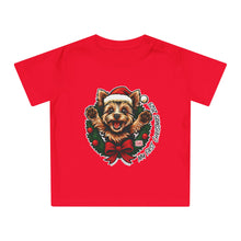 Load image into Gallery viewer, Adorable Christmas Baby T-Shirt, Festive Infant Tee with Santa Yorkie Design, Perfect for Holiday Photos, Baby Gift, My First Christmas
