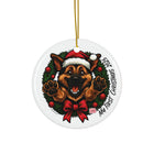 Festive German Shepherd Puppy Ceramic Ornaments, Holiday Decor, Personalized Gifts, Tree Decorations, My First Christmas