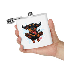 Load image into Gallery viewer, Playful Dachshund Flask, Dog Lover Gift, Stainless Steel Cocktail Flask, Pet-Themed Gift, Adventure Companion, Fun Drinking Accessory