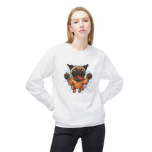 Load image into Gallery viewer, Playful Pug Crewneck Sweatshirt - Cozy Unisex Fleece, Dog Lover Gift, Pet Apparel, Cute Sweatshirt, Fun Dog Design