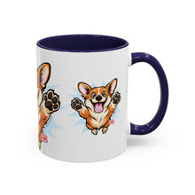 Load image into Gallery viewer, Excited Leaping Corgi  Accent Coffee Mug - Cute Dog Lover Gift (11oz)
