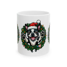 Load image into Gallery viewer, Festive Boston Terrier Dog Lover Mug, Christmas Dog Mug, Holiday Gift for Pet Owners, Cute Puppy Design Cup, Funny Coffee Tea Mug
