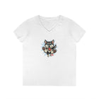 Cute Siberian Husky Dog Illustration Ladies' V-Neck T-Shirt, Pet Lover Gift, Casual Wear, Dog Mom Shirt