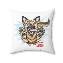 Load image into Gallery viewer, Excited German Shepherd Paw Print Spun Polyester Pillow | OMG Home Dog Artwork