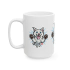 Mug - Happy White Husky Dog in Mid Leap Ceramic Mug (11oz, 15oz)