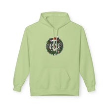 Load image into Gallery viewer, Festive Boston Terrier Wreath Design Hoodie - Cozy Winter Apparel, Gift for Her, Holiday Essentials, Warm Fleece, Casual Wear