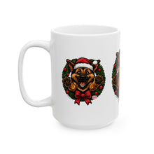 Load image into Gallery viewer, Festive  German Shepherd Dog Lover Ceramic Mug | Christmas Gift, Holiday Decor, Pet Lover's Mug, Cute GSD Cup, Coffee Tea Mug