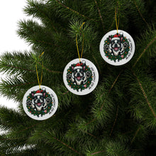 Load image into Gallery viewer, Festive Boston Terrier Ceramic Ornaments, Personalized Dog Holiday Keepsakes, Christmas Decor, Unique Gift for Dog Lovers