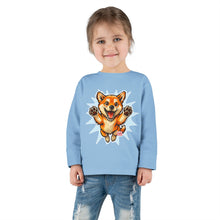 Load image into Gallery viewer, Shiba Inu Puppy Toddler Long Sleeve Tee | Cute Jumping Dog Kids Shirt