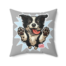 Load image into Gallery viewer, Playful Border Collie Dog Square Pillow, Dog Lover Decor, Home Cushion, Pet Theme Gift, Fun Animal Accent, Cute Puppy Pillow