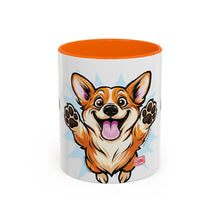 Load image into Gallery viewer, Excited Leaping Corgi  Accent Coffee Mug - Cute Dog Lover Gift (11oz)