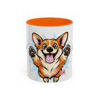 Excited Leaping Corgi  Accent Coffee Mug - Cute Dog Lover Gift (11oz)
