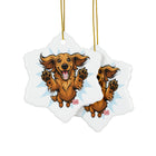 Happy Jumping Dachshund Ornament | Ceramic 2-Side Print