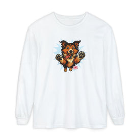 Happy Collie Dog Design Long Sleeve T-Shirt for Dog Lovers