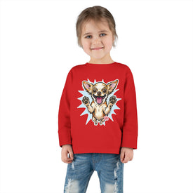 Happy Jumping Chihuahua Toddler Tee | Cute Dog Illustration