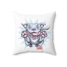 Load image into Gallery viewer, Happy Jumping Bluenose Pit Bull Pillow | Playful Dog Illustration, Throw Pillow
