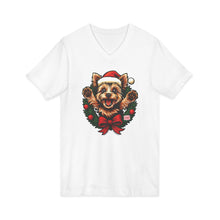 Load image into Gallery viewer, Joyful Christmas Yorkie Tee, Holiday T-Shirt, Festive Pet Shirt, Merry Christmas Top, Unisex Dog Lover Gift