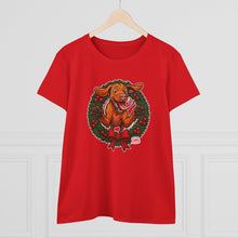 Load image into Gallery viewer, Festive Vizsla Dog Lover's Tee, Cute Animal T-Shirt, Holiday Gift, Casual Wear, Fun Christmas Design, Wreath Print Top