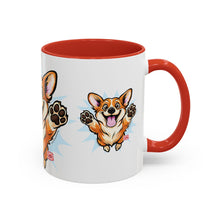 Load image into Gallery viewer, Excited Leaping Corgi  Accent Coffee Mug - Cute Dog Lover Gift (11oz)
