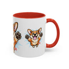 Excited Leaping Corgi  Accent Coffee Mug - Cute Dog Lover Gift (11oz)