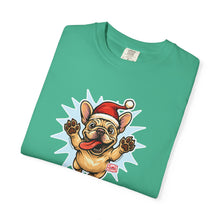 Load image into Gallery viewer, Festive French Bulldog T-shirt, Holiday Shirt, Unisex Tee, Dog Lover Gift, Christmas Apparel, Cute Pet T-shirt