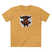 Load image into Gallery viewer, Playful Excited Dachshund Dog Leaping to Greet You - 100% Combed Cotton T-Shirt