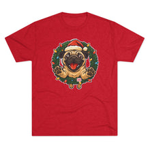 Load image into Gallery viewer, Festive Pug Christmas Tee, Holiday Shirt, Dog Lover Gift, Cute Animal Apparel, Unisex Crew Neck, Unique Christmas Present